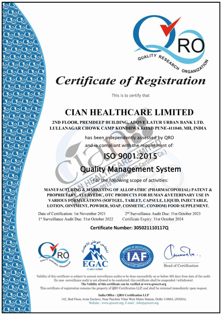 CIAN HEALTHCARE_ISO_9001 2015